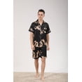 thumbnail image 4 of Men's Satin Pajamas Set of Short Sleeve and Short Pants made of Artificial Silk in Elegant Patterns,5+ Colors(Black_Dragon,M), 4 of 7