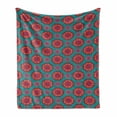 thumbnail image 1 of Ethnic Soft Flannel Fleece Throw Blanket, Illustration of Oriental Cosmos Paisley Ottoman Elements, Cozy Plush for Indoor and Outdoor Use, 70" x 90", Teal Orange and Magenta, by Ambesonne, 1 of 5