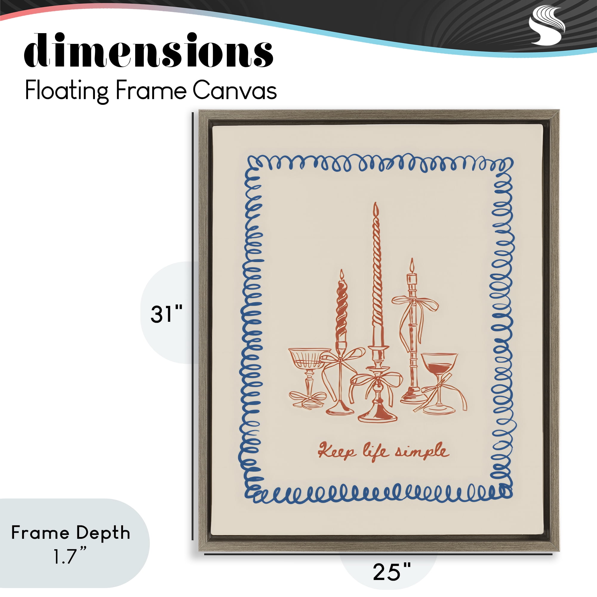 Stupell Industries Keep Life Simple Candles Brown Framed Floater Canvas Wall Art, design by The Prints Vibe