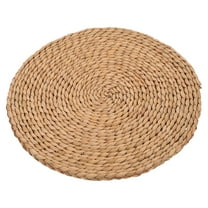 OATIPHO 1Pc Rounded Woven Seat Cushion Brown Thick Straw Mat for Home Yoga and Office Use