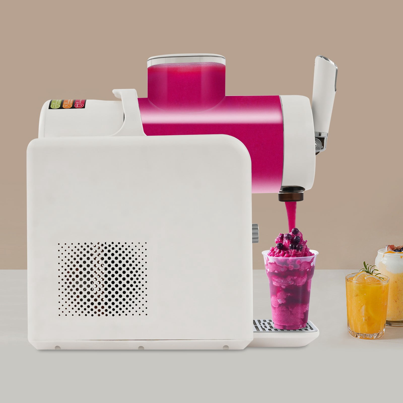 FOGGBET 1.8L Frozen Drink Machine Low Noise,304 Stainless Steel Shaved Ince Machine with Self-Cleaning Function LED Display 5 Modes for Milkshakes Ice Cream 185W Beige