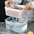 thumbnail image 2 of Household transparent plastic food storage box-Including drain basket,  Portable Breathable Multifunctional Basin, Fast Draining Food Containers with Removable Colander for Fridge S, 2 of 7