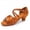 Brown, variant on Womens Latin Dance Shoes Low Heel Buckle Strap Sandals Comfortable PU Sandals For Women Practice Performance Ballroom Tango Shoes Silver US :8