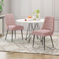 thumbnail image 2 of GDF Studio Ancona Modern Fabric Upholstered Dining Chairs, Set of 2, Light Blush and Gunmetal, 2 of 7