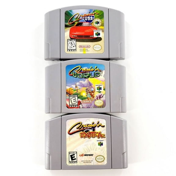 N64 Game Cartridges Cruis'n Lot of 3 Pieces USA, World, Exotica Only Cart Tested -Video Games