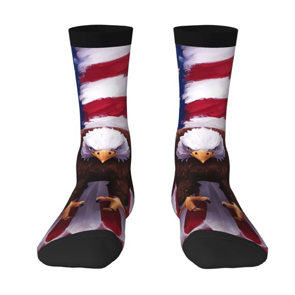 Uemuo USA Eagle with Spread Wings Pattern Women's Crew Socks, Soft Durable Breathable Moisture-Wicking with Odor Control Cotton socks