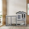 thumbnail image 7 of Clerance Pet Gift! 35 inch Indoor Outdoor Rabbit Hutch, Bunny Cage with Run, Pull Out Tray, Guinea Pig House for Small Animals, Gray, 7 of 7