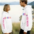thumbnail image 2 of Matching Hoodies for Couples I Love You This Much Hoodie Cute Valentine's Day Sweatshirts Long Sleeve Oversized Shirt His and Her Pullover with Heart Letters, 2 of 8