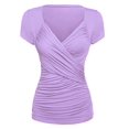thumbnail image 1 of Talla grande Surplice Sumped Funda de manga corta rota Rosegal Camisetas tallas grandes, 1 of 2