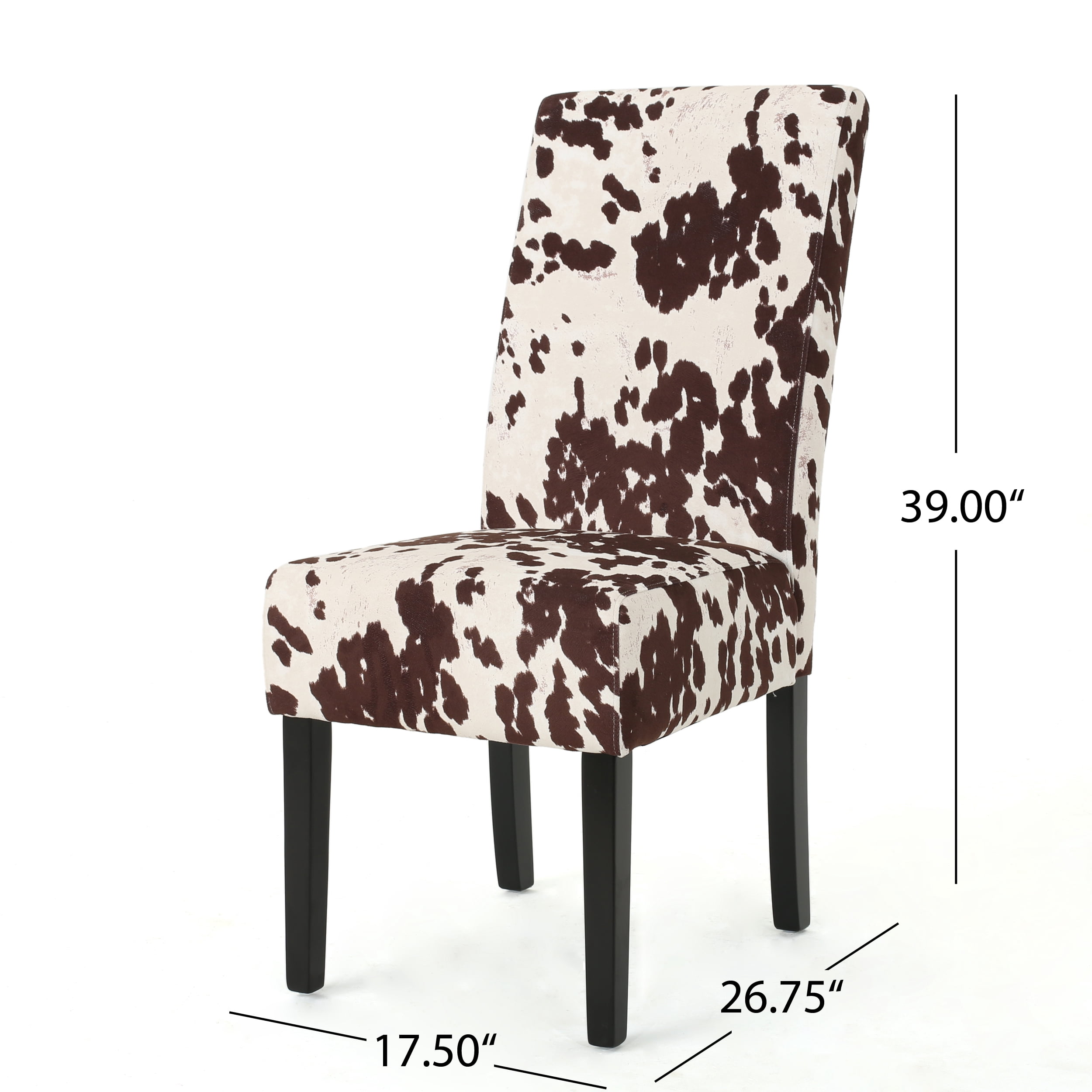 Noble House Contemporary Milk Cow Velvet Dining Chairs, Set of 2, Espresso