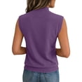 thumbnail image 4 of Women's Tank Tops Loose Fit Crew Neck Sleeveless Tank Top Business Casual Work Knit Shirts Summer Beach Outfits Purple M, 4 of 4