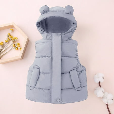 

Baby Girls Coats & Jackets Autumn Winter Down Vests And Bear Ears Hooded Warm Girls Outdoor Jackets & Outerwear Outwear