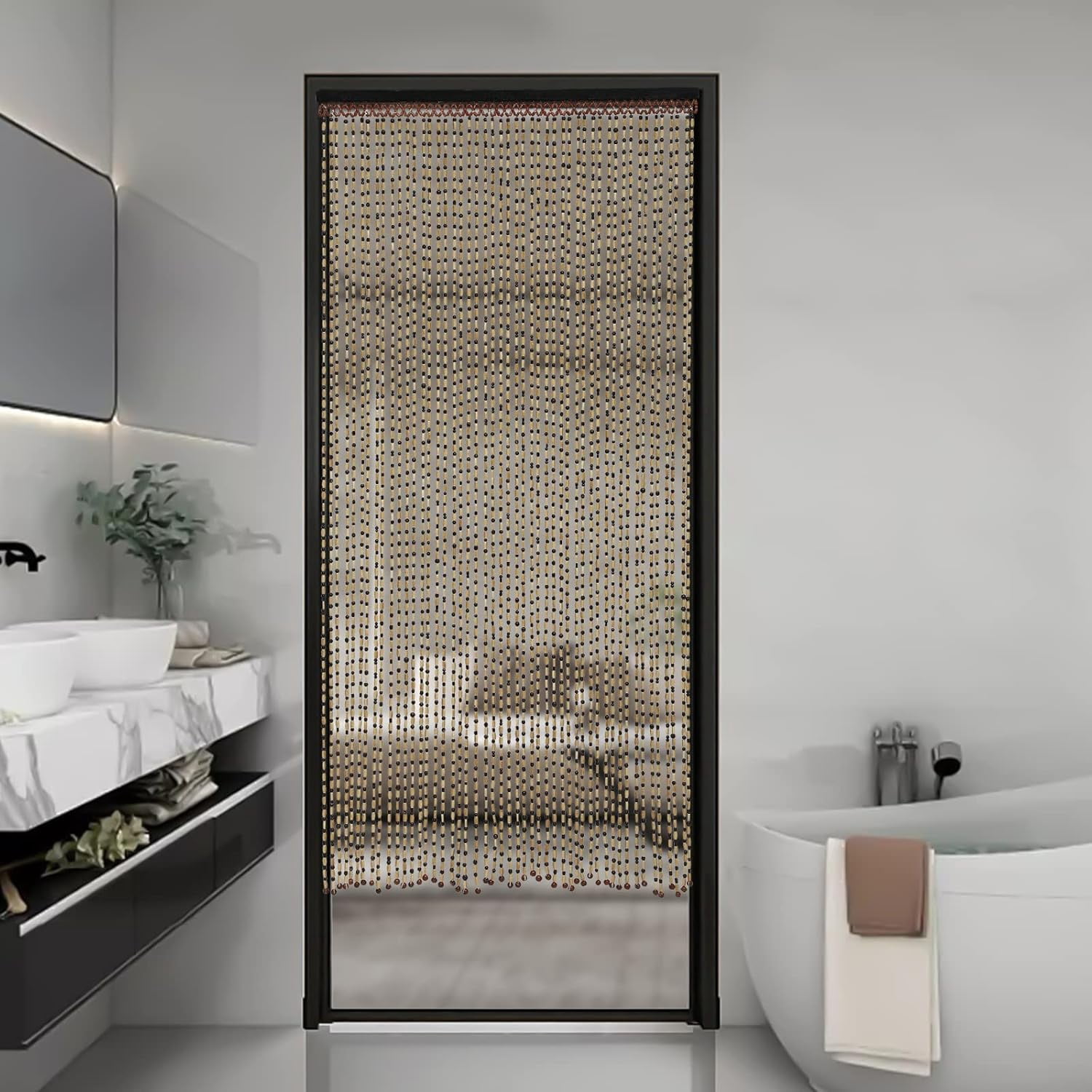 MiumaeovBeaded Curtain for Doorway Handmade Bamboo Wooden Door Beads Hanging Room Divider Curtain,Doorways Multi-Scenario Application Beaded Curtain Bedroom or Balcony