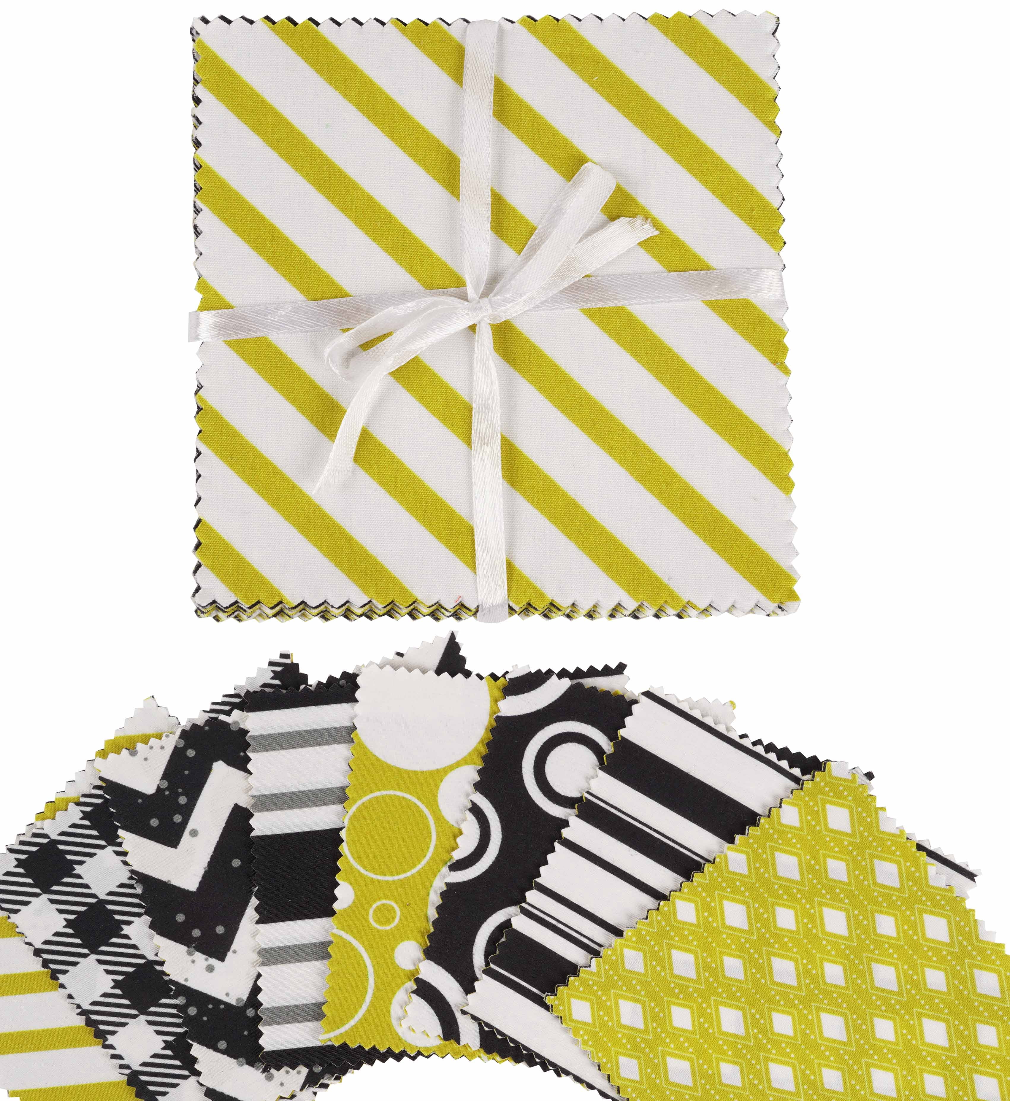 Soimoi Stripes Print&nbsp;Precut 10-inch Cotton&nbsp;Fabric&nbsp;Quilting&nbsp;Squares&nbsp;Charm Pack DIY Patchwork Sewing Craft-White