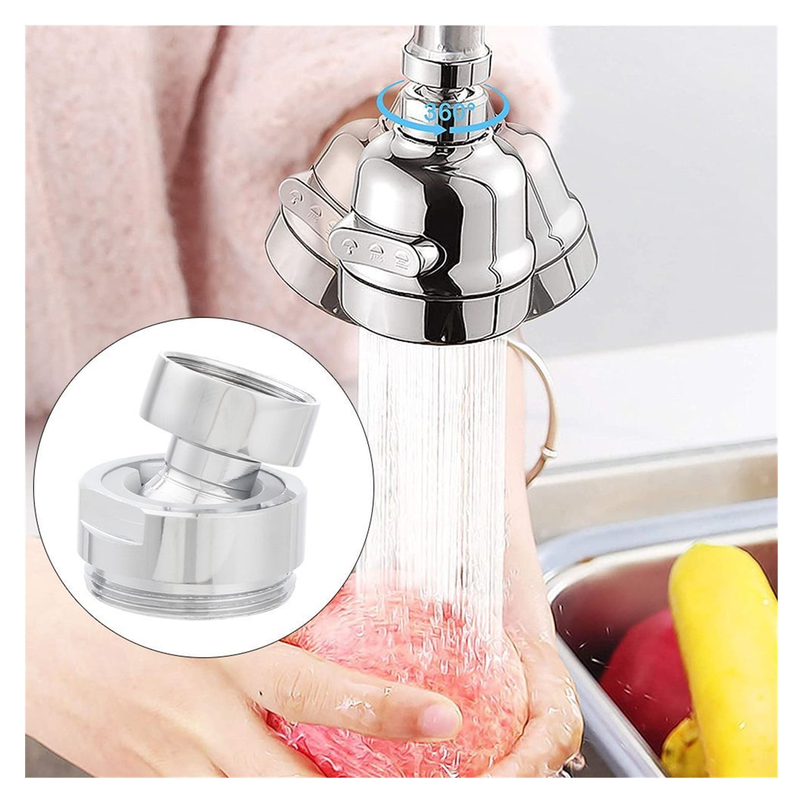 1Pcs Faucet Aerator 360 Degree Adjustable Brass Faucet Connector Swivel Aerator Adapter Shower Faucet Aerator Adapter Kitchen Faucet Fittings ,Water Saving