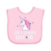 Inktastic Gigi and Grandpa Love Me Unicorn Grandchild Girls Baby Bib
