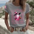 thumbnail image 2 of JULMCOMO Breast Cancer Shirts for Women Crew Neck Breast Cancer Awareness Pink Ribbon Casual Tshirts Rolled Short Sleeve Loose Cute Graphic Tees Gray M, 2 of 4