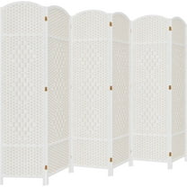 DURASPACE 6 Panel Room Divider, 6ft Tall Folding Privacy Screen, 19.5" Wide Panels, 360°Rotation, Hand-Woven Freestanding Wood Partition for Room Separation