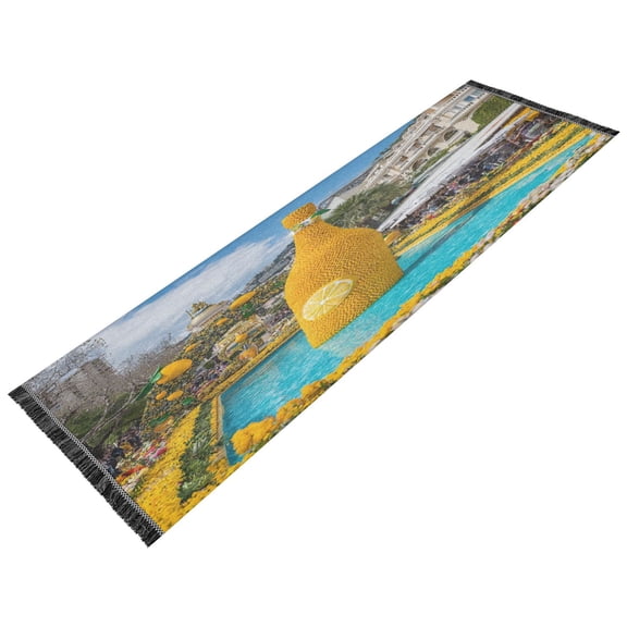 Vintage Modern Runner Rug,Non Slip Machine Washable 72"x23.5" Polyester Material Pet-Friendly Durable,Applicable to Entryway Rug Living Room Rug Orange Juice Festival