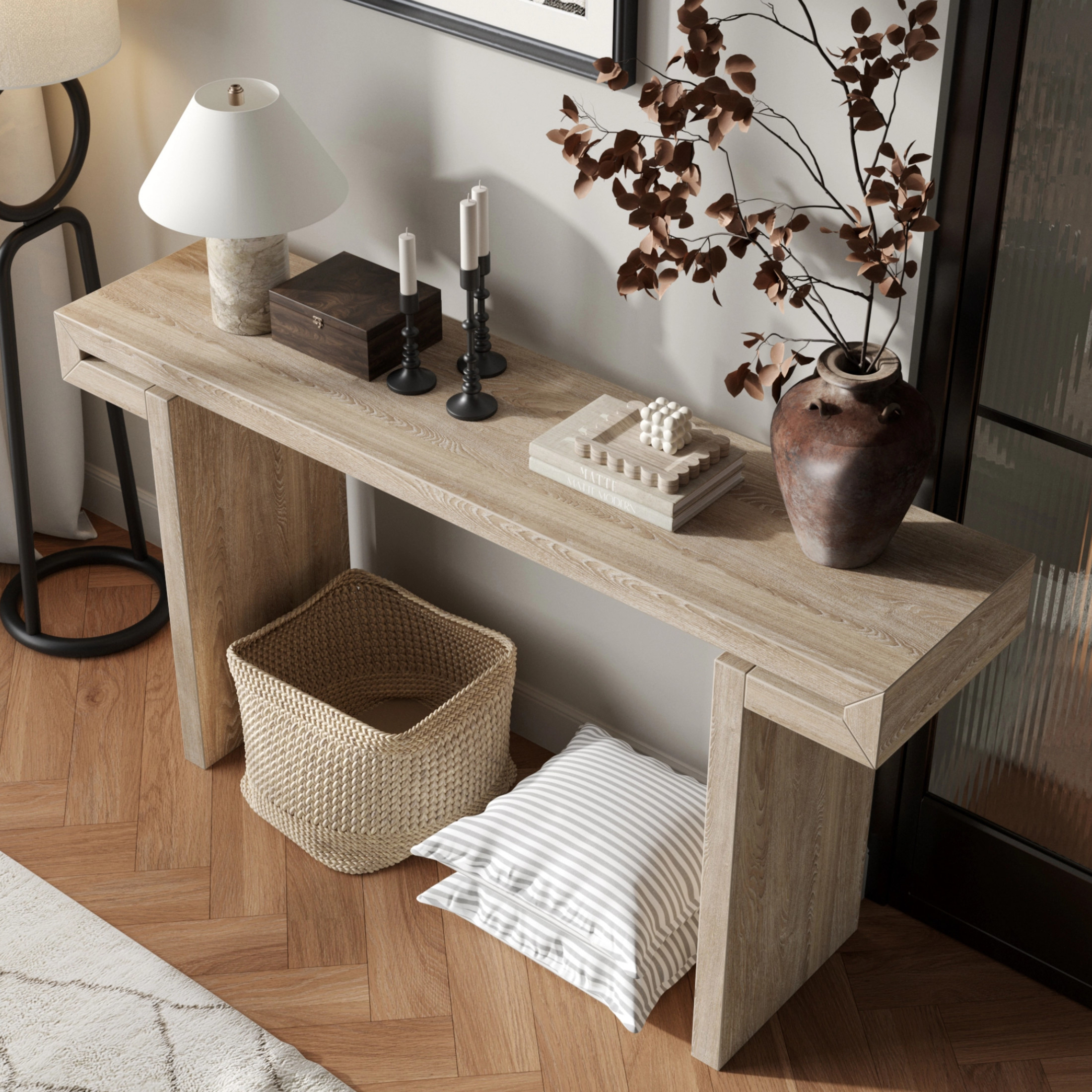 Noble House Rustic Farmhouse Console Table , Distressed Wood Finish Entryway Sofa Side Table for Living Room, Hallway,Natural Wood