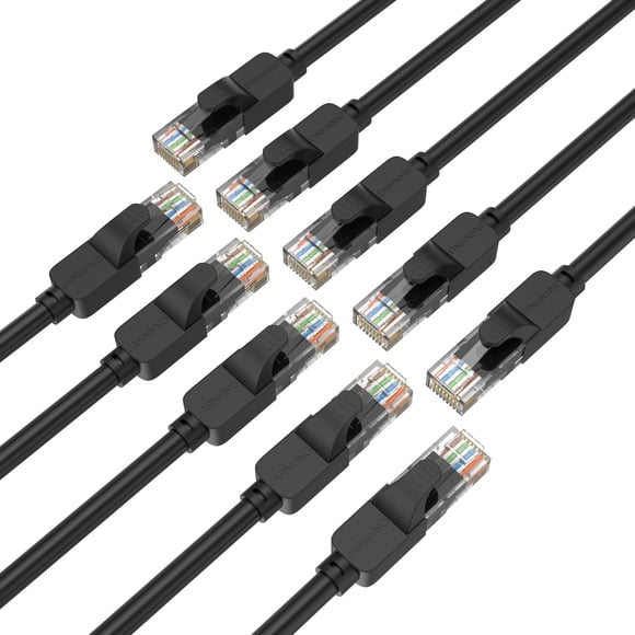 Cable Ethernet JARNHNG Cat 6 de 20 pies y 10 Gbps para interiores y exteriores, negro