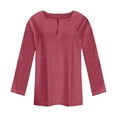 thumbnail image 3 of LEBONYARD Blouses for Women Fashion Casual Womens Fall Tops,Plus Size Tops For Women Sexy V-Neck Blouse Solid Casual Loose Long Sleeve Blouse Hot Pink XXXXXL, 3 of 4