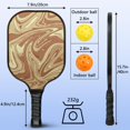 thumbnail image 4 of Pickleball Paddles Set Of 2, Fiberglass Surface, Liquid & Marble Print, 4 Balls & Bag, 4 of 5
