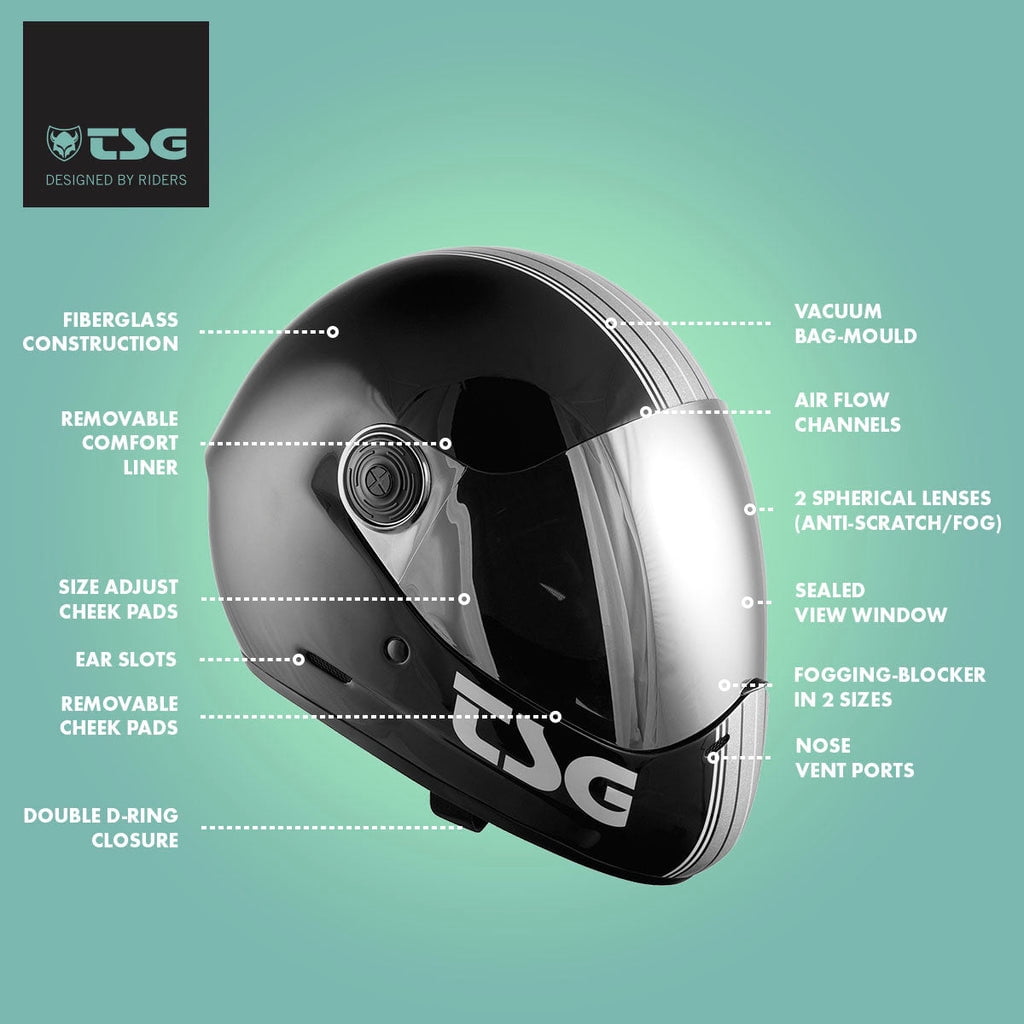 TSG - Pass Pro Full-face Helmet w/Two Visors | Performance Helmet for Downhill Skateboarding, Red
