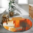 thumbnail image 4 of Round Rugs 3.3 Ft, Burnt Orange Brown Non Slip Area Rugs for Kitchen Bedroom Entryway, Farmhouse Ombre Abstract Mottled Art Washable Carpet Runner Rug Floor Mats for Bedroom Home Decor, 4 of 9