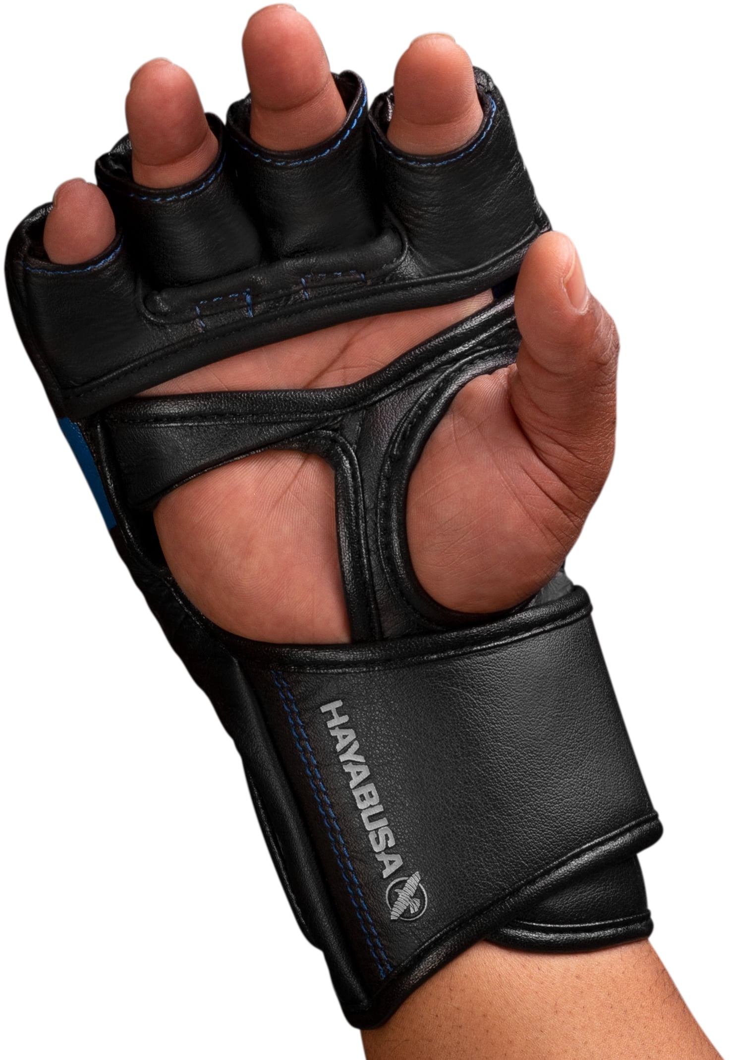 Hayabusa T3 4 oz. Dual-X Hook and Loop Vylar MMA Gloves - Large - Black/Blue