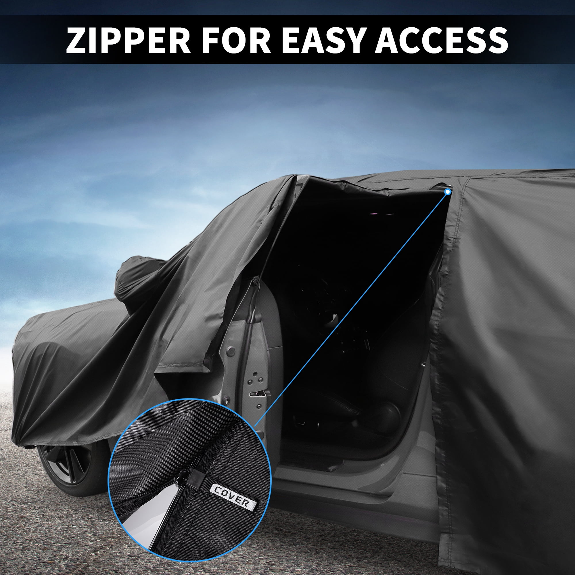 Unique Bargains Aluminum Full Car Cover Black for Honda Pilot 201.97"x79.13"x59.06"
