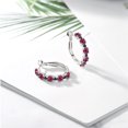 thumbnail image 4 of Gem Stone King 925 Sterling Silver Pink Tourmaline and Blue Sapphire Hoop Earrings for Women (2.85 Cttw, Round 4MM and 1.9MM, Gemstone Birthstone 1 inch Diameter), 4 of 4