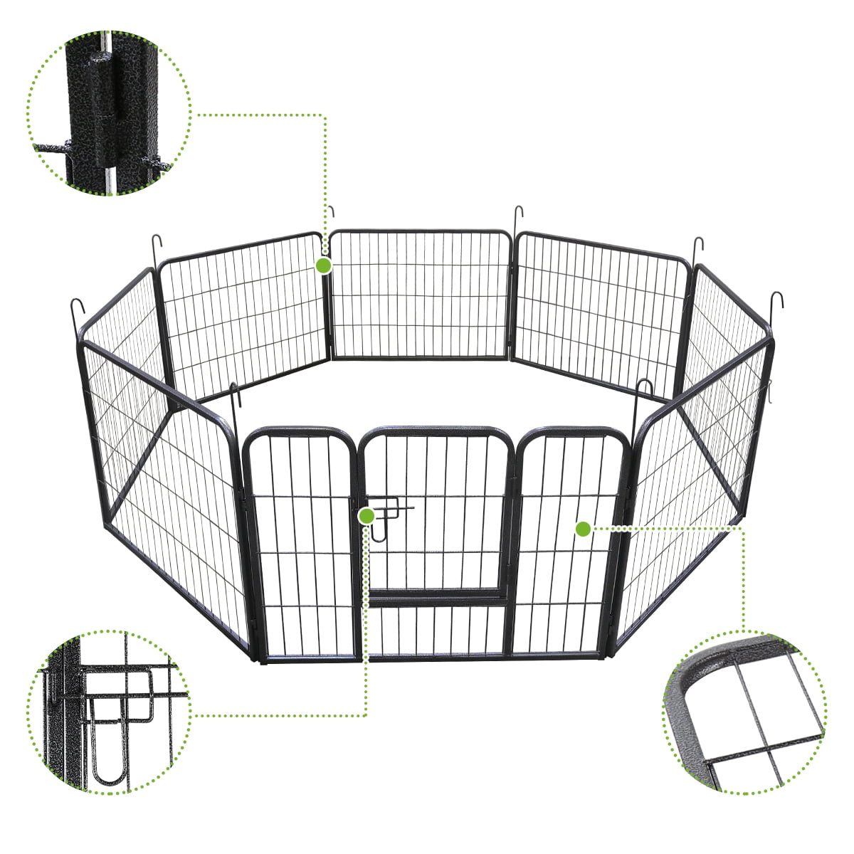 Geniqua 2x 8-Panels 24" Tall Folding HeavyDuty Metal Dog Playpen Exercise Fence Kennel