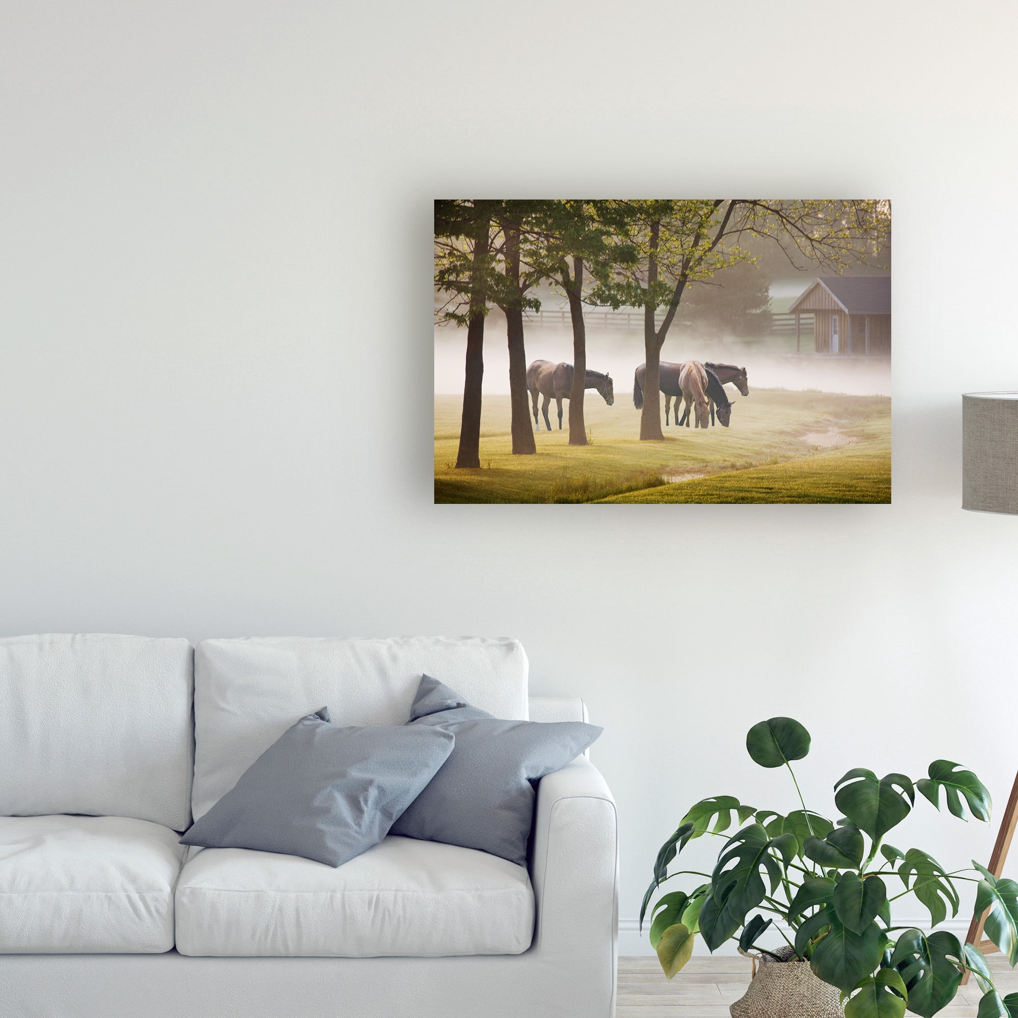 Trademark Fine Art 'Horses In The Mist Kentucky Color' Canvas Art by Monte Nagler