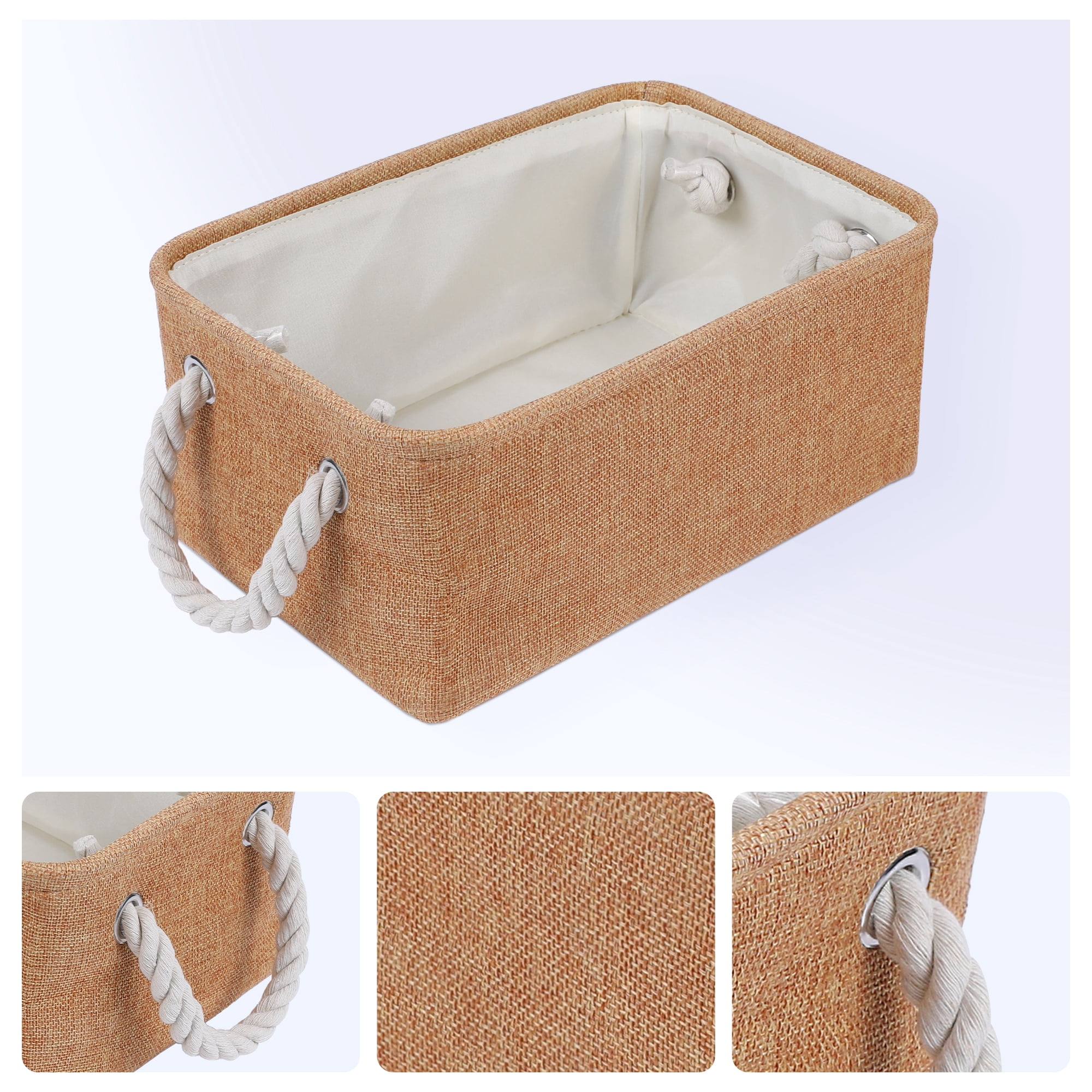 Unique Bargains Storage Bin with Handles for Closet Organizers Rose Gold 12.2"x8.3"x5.1"
