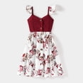 thumbnail image 2 of PatPat Easter Family Matching Solid V Neck Button Up Spaghetti Strap Splicing Floral Dresses and Short-sleeve T-shirts Sets,One Piece,Sizes Baby-Kids-Adult, 2 of 5