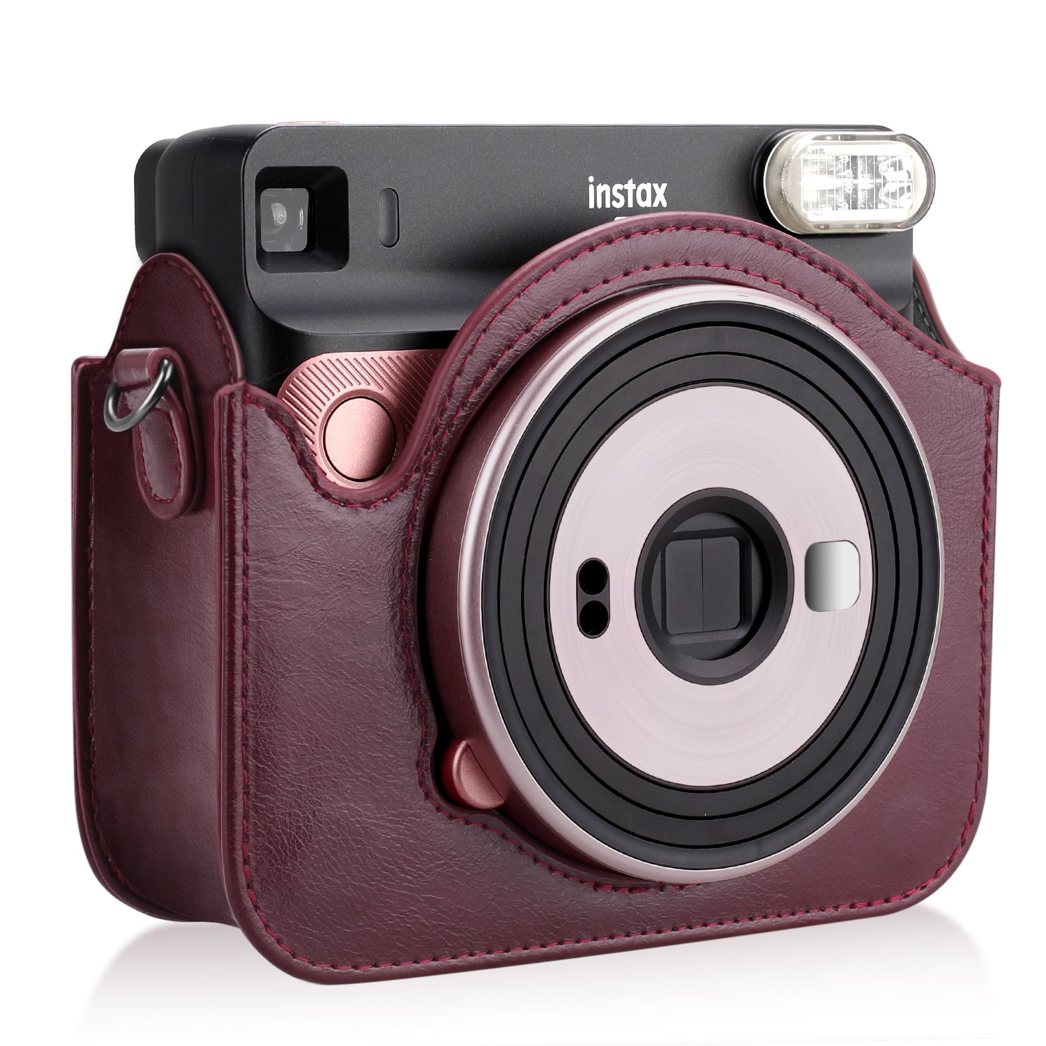 Protective Case Compatible with Fujifilm Instax Square SQ6 Instant Film Camera Premium PU Leather Bag Cover with Removable/Adjustable Strap,Silver 