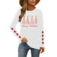 thumbnail image 5 of Christmas Shirts for Women Funny Merry Christmas Graphic T Shirts V Neck Long Sleeve Xmas Tops Blouse, 5 of 7