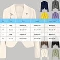 thumbnail image 4 of Cropped Blazers for Women Double Breasted Blazer Long Sleeve Work Office Blazer Business Casual Open Front Jacket, 4 of 4