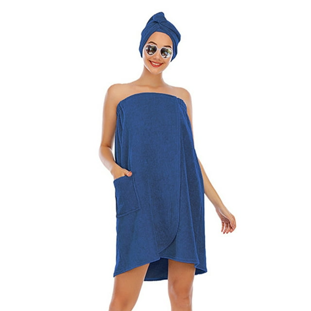 xiaxaixu Peignoir pour Femmes Doux Ajustable avec Bonnet de Douche pour Gym et Douche