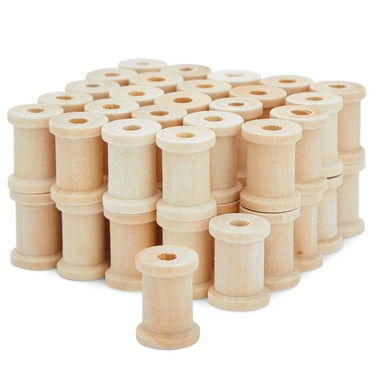 50 Pack Empty Wooden Thread Spools for Arts and Crafts (0.75 x 1 In, 0.6 cm Opening)