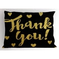thumbnail image 1 of Thank You Pillow Sham, Cursive Lettering with Sweet Hearts on Dark Background, Decorative Standard Queen Size Printed Pillowcase, 30" X 20", Pale Earth Yellow and Charcoal Grey, by Ambesonne, 1 of 2