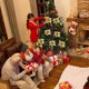 thumbnail image 3 of Decoración para árbol de Navidad, juego de 12 adornos para árbol de Navidad, flores artificiales con purpurina navideña para decoraciones navideñas para bodas y fiestas, 3 of 5