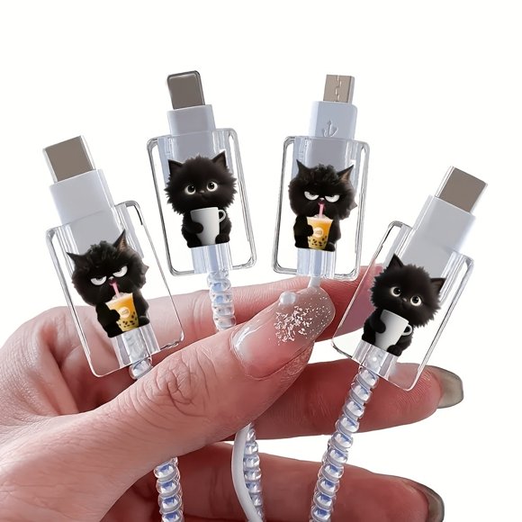 1 juego de lindas fundas protectoras for cables de datos con flores y frutas | adecuado for soporte de cable de carga de teléfono móvil Apple IOS | diseño anti-rotura