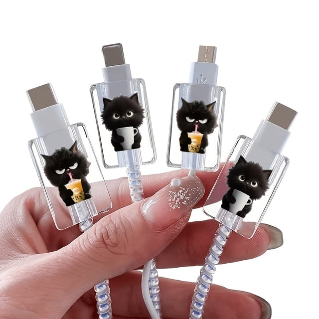 1 juego de lindas fundas protectoras for cables de datos con flores y frutas | adecuado for soporte de cable de carga de teléfono móvil Apple IOS | diseño anti-rotura