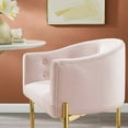 thumbnail image 3 of Tufted Bar Stool Chair Barstool, Set of 2, Velvet, Metal Steel, Pink, Modern Contemporary Urban Design, Bar Pub Cafe Bistro Hotel Restaurant Hospitality, 3 of 9