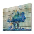 thumbnail image 2 of Designart 'Blue Coloured Tree Abstract Impression I' Modern Print on Natural Pine Wood, 2 of 5