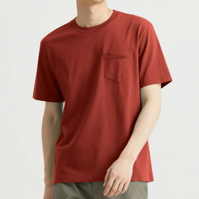 Styesk T-Shirts pour Hommes Couleur Unie Cire Lavée Manches Courtes Col Rond Mode Décontractée Haut/chemise
