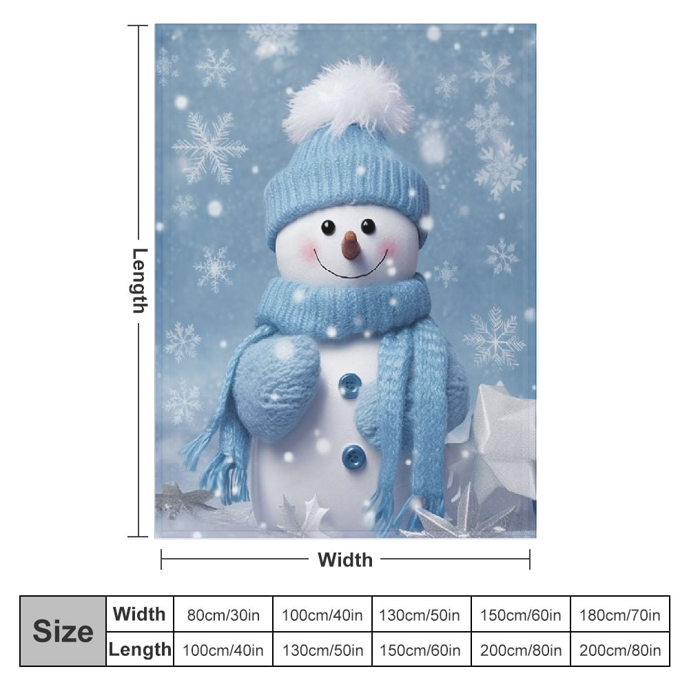 JEUXUS  Christmas Snowman Throw Blankets, Winter Holidays Soft Blanket Decorative for Home Sofa Couch Chair Living Bedroom,40x50 inches, Grey Blue