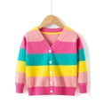 thumbnail image 3 of 2-7T Kids Girls Rainbow V Neck Cardigan Long Sleeve Children Button Sweater Knit Tops Fall Winter Clothes, 3 of 8